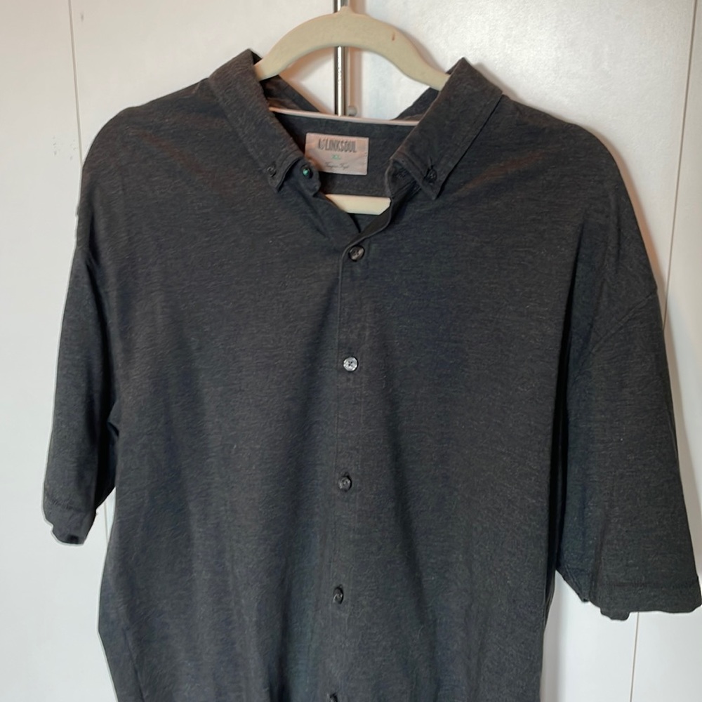 Linksoul Pima button down. Charcoal heather. XL. EUC